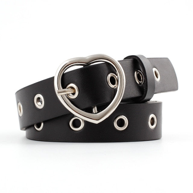 PKWYKLRE New sweetheart buckle with adjustable ladies luxury brand cute Heart-shaped thin belt high quality punk fashion belts