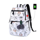 OKKID school bags for girls female laptop backpack usb backbag children backpacks cute cat school backpack for girls bag pack
