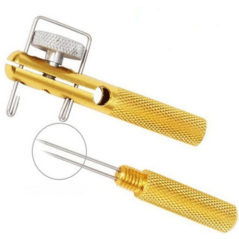 Aluminum Alloy Metal Manual Fishing Hook Tier Double-Headed Needle Gold Fishing Line Fishhook Tie Device Fishing Accessories
