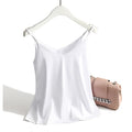 Spaghetti Strap Top Women Halter V Neck Basic White Cami Sleeveless Satin Silk Tank Tops Women'S Summer 2021 Camisole Plus Size