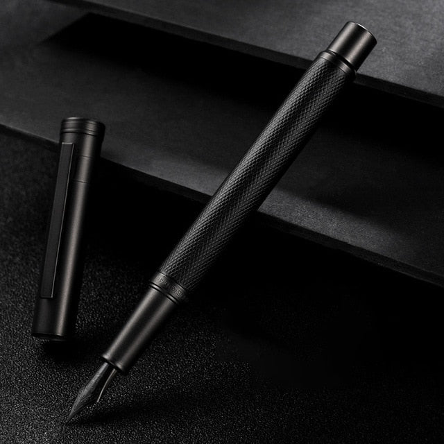 Black Metal Fountain Pen Titanium Black EF/F Nib High Quality Tree Texture Excellent Writing Gifts For Business Office Supplies