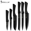Sowoll Stainless Steel Kitchen Knives 6 Piece Set Sharp Black Blade ABS+TPR Handle Knife Meat Fish Fruit Cooking Accessories