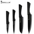 Sowoll Stainless Steel Kitchen Knives 6 Piece Set Sharp Black Blade ABS+TPR Handle Knife Meat Fish Fruit Cooking Accessories