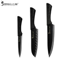 Sowoll Stainless Steel Kitchen Knives 6 Piece Set Sharp Black Blade ABS+TPR Handle Knife Meat Fish Fruit Cooking Accessories