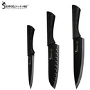 Sowoll Stainless Steel Kitchen Knives 6 Piece Set Sharp Black Blade ABS+TPR Handle Knife Meat Fish Fruit Cooking Accessories