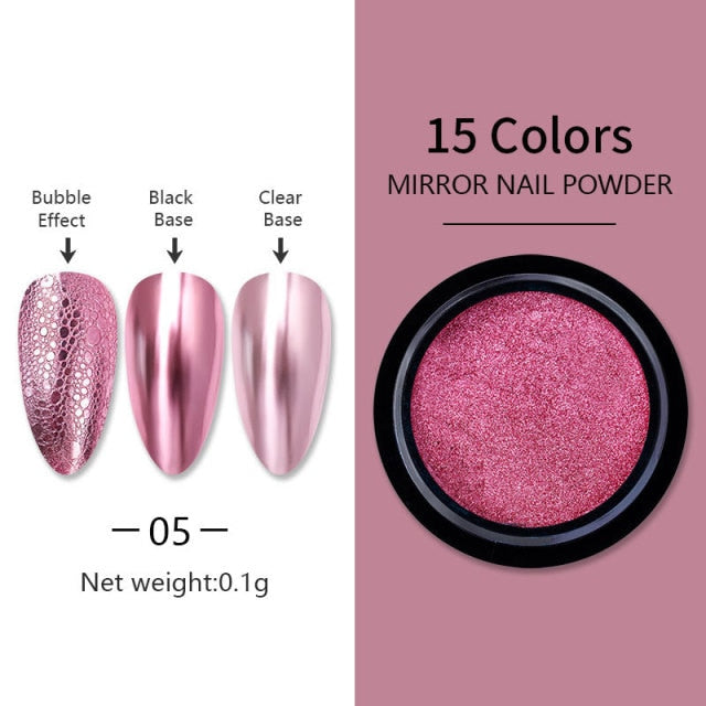 Nail Art Mirror Pigment Powder  Nail Glitters Metallic Color for Nail Art UV Gel Polishing Rose Gold Silver Colors