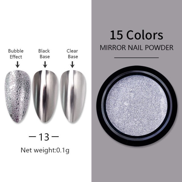 Nail Art Mirror Pigment Powder  Nail Glitters Metallic Color for Nail Art UV Gel Polishing Rose Gold Silver Colors