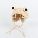 Solid color Cartoon frog knitted hat winter warm hat Skullies cap beanie hat for kid boy and girl 75
