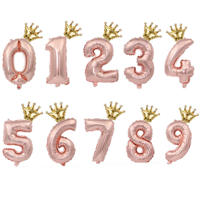 2pcs 32inch Rainbow number Foil Balloons air Balloon birthday party decorations kids Rose gold pink silver blue 0-9 Digit ball