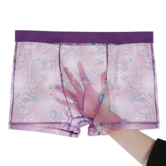 Men Sexy Seamless Underwear Pants Mens Ultra-thin Transparent Boxershorts Male Mid-rise Mesh Slips Homme Panties Boxer Shorts