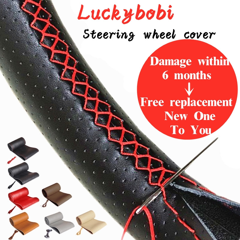 Car Steering Wheel Braid Cover Needles And Thread Artificial Leather Car Covers Suite 7 Color DIY Texture Soft Auto Accessories