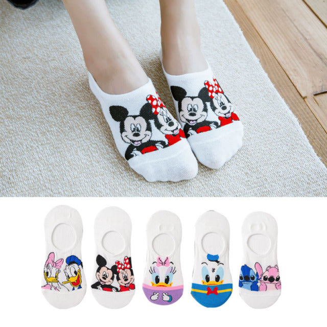 5 Pairs/Lot summer Casual Cute women Socks animal Cartoon Mouse Duck socks Cotton invisible funny socks size 35-41Dropshipping