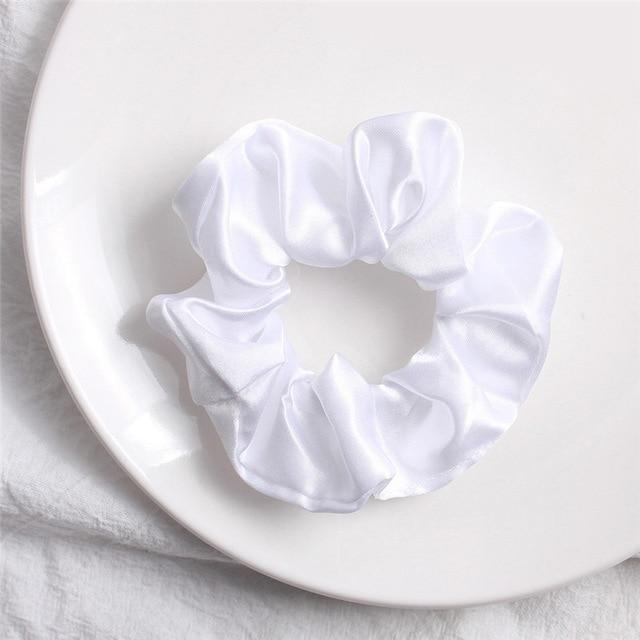 1PC Satin Silk Solid Color Scrunchies Elastic Hair Bands 2019 New Women Girls Hair Accessories Ponytail Holder Hair Ties Rope