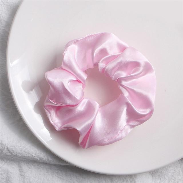 1PC Satin Silk Solid Color Scrunchies Elastic Hair Bands 2019 New Women Girls Hair Accessories Ponytail Holder Hair Ties Rope