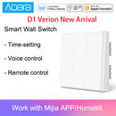 Aqara Smart Wall Switch D1 Zigbee Wireless Remote Control Key Light Switch Neutral Fire Wire Triple button For Mijia smart home