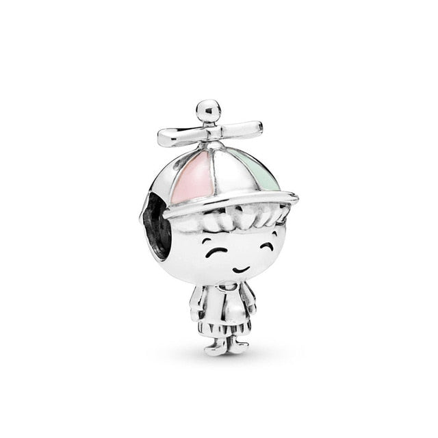 2Pcs/Lot Silver-plate Charm DIY Charm Beaded Pendant, For Making Men Women Bracelet Jewelry Gifts,For Brand Charm Jewelry Make