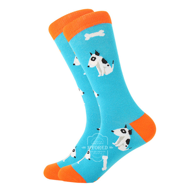 MYORED 1 pair men socks cotton funny crew socks cartoon animal fruit dog women socks novelty gift socks for spring autumn winter