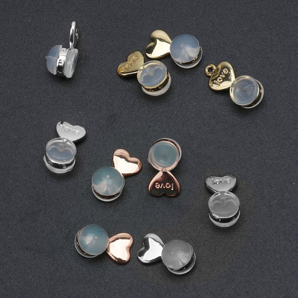 10Pcs Heart Love Magic Earring Lifters Earring Lifts Backs Adjustable Hypoallergenic Earring Nuts Ear Lobe Support