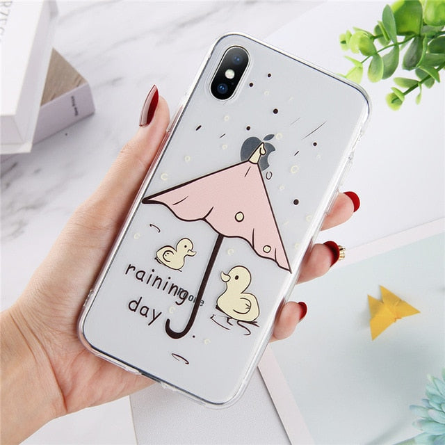 Abstract Clear Cartoon Phone Case For iPhone SE 2020 11 Pro Max X XR Xs Max 6 6S 7 8 Plus