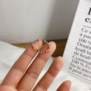 AOMU 2020 Fashion Crystal Beaded Rings Cute Minimalist Coloful Beads Geometric Stacked Fine Rings for Women Party Gift Jewelry