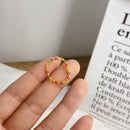 AOMU 2020 Fashion Crystal Beaded Rings Cute Minimalist Coloful Beads Geometric Stacked Fine Rings for Women Party Gift Jewelry