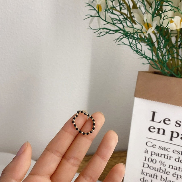 AOMU 2020 Fashion Crystal Beaded Rings Cute Minimalist Coloful Beads Geometric Stacked Fine Rings for Women Party Gift Jewelry