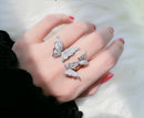 New design fashion jewelry opening high-grade copper inlaid zircon butterfly ring luxury shiny cocktail party ring for women