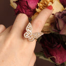 New design fashion jewelry opening high-grade copper inlaid zircon butterfly ring luxury shiny cocktail party ring for women