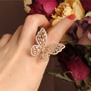 New design fashion jewelry opening high-grade copper inlaid zircon butterfly ring luxury shiny cocktail party ring for women