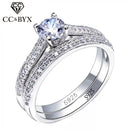CC 925 Silver Rings For Women Simple Design Double Stackable Fashion Jewelry Bridal Sets Wedding Engagement Ring Accessory CC634