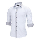 VISADA JAUNA Men Shirts Europe Size New Arrivals Slim Fit Male Shirt Solid Long Sleeve British Style Cotton Men's Shirt Office
