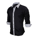 VISADA JAUNA Men Shirts Europe Size New Arrivals Slim Fit Male Shirt Solid Long Sleeve British Style Cotton Men's Shirt Office