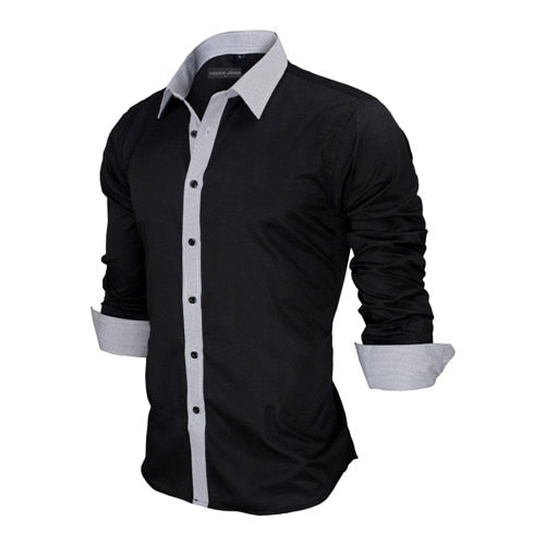 VISADA JAUNA Men Shirts Europe Size New Arrivals Slim Fit Male Shirt Solid Long Sleeve British Style Cotton Men's Shirt Office