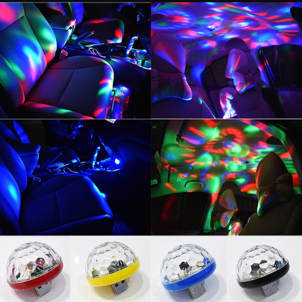 USB Mini Disco Stage Lights Led Xmas Party DJ Karaoke Car Decor Lamp Cellphone Music Control Crystal Magic Ball Colorful Light