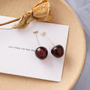 AOMU 2020 New Japan Korean Cherry Fruit Shaped Drop Earrings For Women Sweet Girls Cute Brincos Line Pendientes Jewelry Gifts