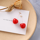 AOMU 2020 New Japan Korean Cherry Fruit Shaped Drop Earrings For Women Sweet Girls Cute Brincos Line Pendientes Jewelry Gifts