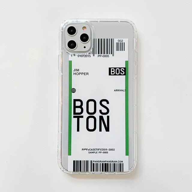 Flight Boarding Pass design SiliconePhone Case For iPhone 11Pro Max 7 8 6 6s Plus X XR XS Max