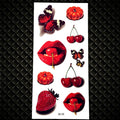 Cherry Sexy Lips Temporary Tattoos Sticker For Women Girls Kids Children Waterproof Tattoo Paper Butterfly Fake Body Art Tatoos