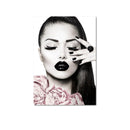 Pink Flower Perfume Fashion Lady Poster Sliver Lips Makeup Print Canvas Art Painting Wall Picture Modern Girl Room Home Decor