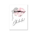 Pink Flower Perfume Fashion Lady Poster Sliver Lips Makeup Print Canvas Art Painting Wall Picture Modern Girl Room Home Decor
