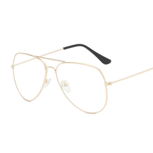 Glasses Alloy Gold Frame Glasses Classic Retro Optics Eyeglasses Transparent Clear Lens Women Men Espectacles Female