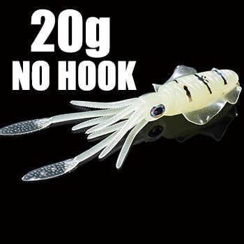 SUNMILE Fishing Soft Squid Lure 20g/60g/80g/100g/120g/150g Luminous/UV Squid Jig Fishing Lures For Sea Fishing Wobbler Bait