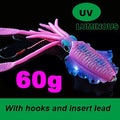 SUNMILE Fishing Soft Squid Lure 20g/60g/80g/100g/120g/150g Luminous/UV Squid Jig Fishing Lures For Sea Fishing Wobbler Bait