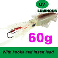 SUNMILE Fishing Soft Squid Lure 20g/60g/80g/100g/120g/150g Luminous/UV Squid Jig Fishing Lures For Sea Fishing Wobbler Bait