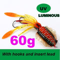 SUNMILE Fishing Soft Squid Lure 20g/60g/80g/100g/120g/150g Luminous/UV Squid Jig Fishing Lures For Sea Fishing Wobbler Bait