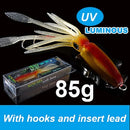 SUNMILE Fishing Soft Squid Lure 20g/60g/80g/100g/120g/150g Luminous/UV Squid Jig Fishing Lures For Sea Fishing Wobbler Bait
