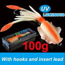 SUNMILE Fishing Soft Squid Lure 20g/60g/80g/100g/120g/150g Luminous/UV Squid Jig Fishing Lures For Sea Fishing Wobbler Bait