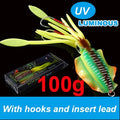 SUNMILE Fishing Soft Squid Lure 20g/60g/80g/100g/120g/150g Luminous/UV Squid Jig Fishing Lures For Sea Fishing Wobbler Bait