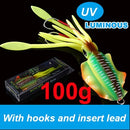 SUNMILE Fishing Soft Squid Lure 20g/60g/80g/100g/120g/150g Luminous/UV Squid Jig Fishing Lures For Sea Fishing Wobbler Bait