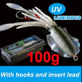 SUNMILE Fishing Soft Squid Lure 20g/60g/80g/100g/120g/150g Luminous/UV Squid Jig Fishing Lures For Sea Fishing Wobbler Bait